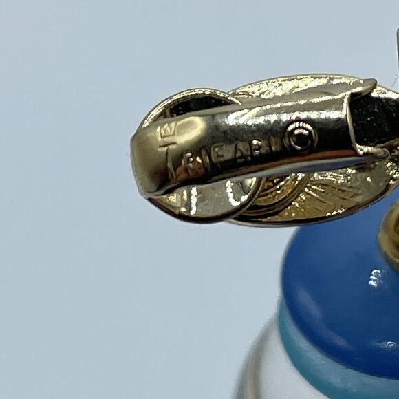 Vintage Crown Trifari Gold Tone Clip On Earrings Dangle Clear Lucite Retro Bold - Picture 3 of 5